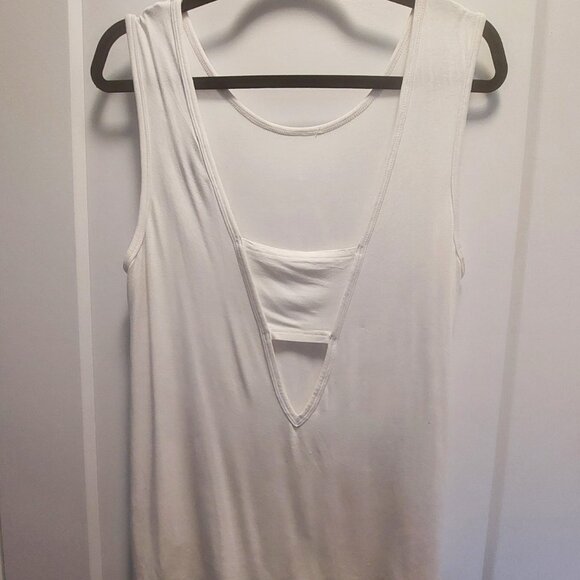 BANANA REPUBLIC Women's White Sleeveless Tank Top w/Low V-Back/Band - Medium - Picture 6 of 6